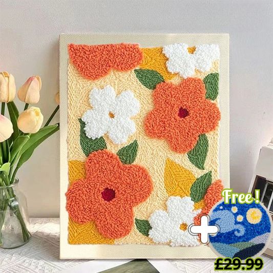 Bright Flowers Punch Needle Kit (+ Van Gogh Kit Offered for Free!)